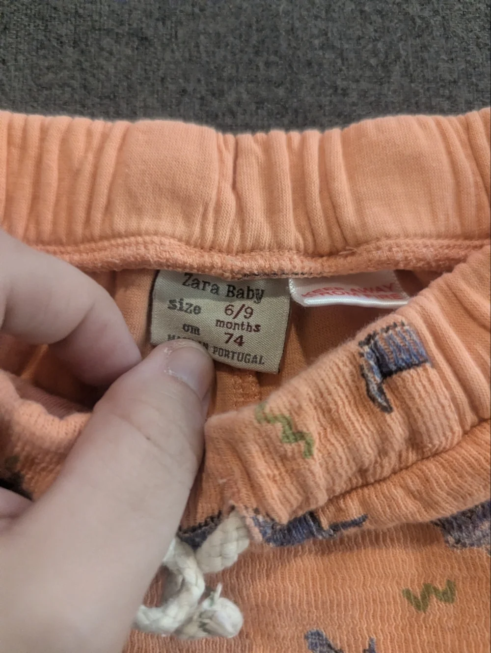 Zara Peach Baby Shorts with Blue Alligator Print